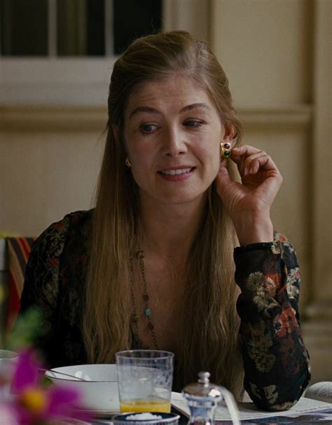 Emerald Colored Stone Earrings Of Rosamund Pike As Lady Elspeth Catton