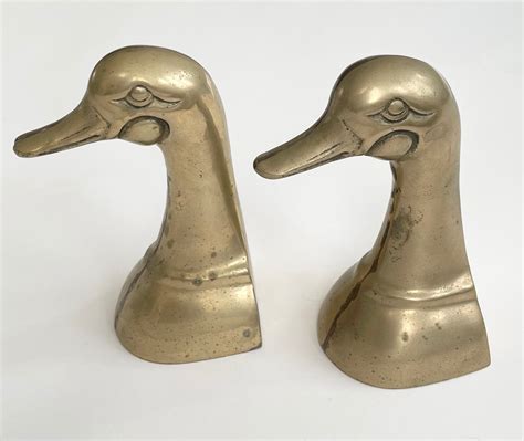 Brass Duck Head Bookends Vintage Office Library Decor Set Pair Lot Of