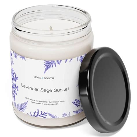 Premium Soy Wax Candle Lavender Sage Sunset Hope And Booth