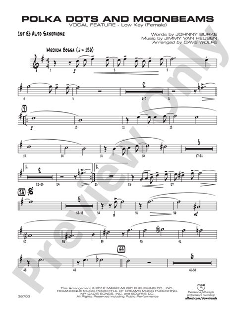 Polkadots And Moonbeams E Flat Alto Saxophone E Flat Alto Saxophone Part Digital Sheet Music