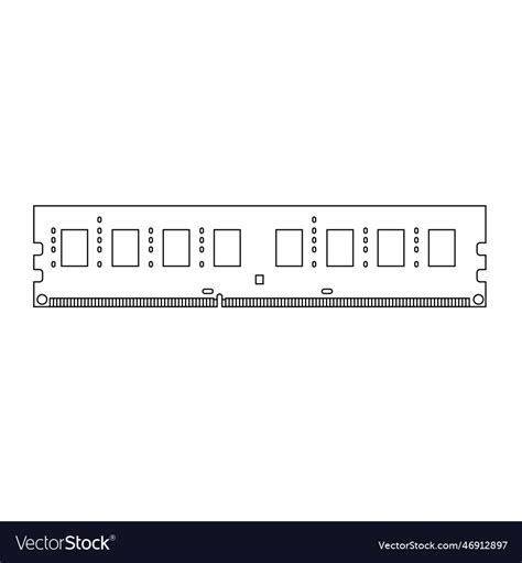 Ram Memory Outline Icon On Isolated White Vector Image