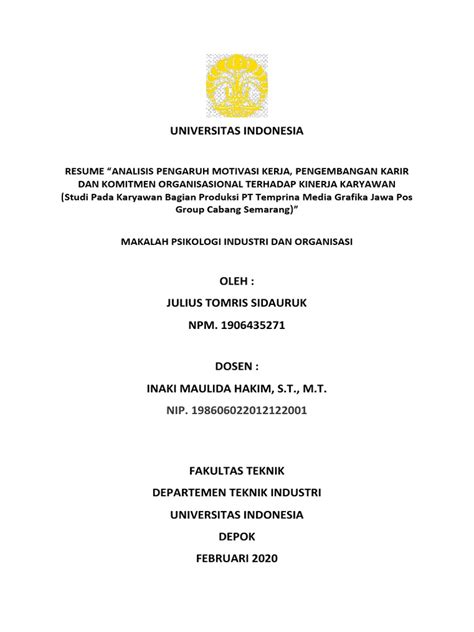 Resume “analisis Pengaruh Motivasi Kerja Pengembangan Karir Dan Komitmen Organisasional