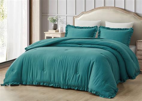 Amazon Chezmoi Collection Nora Teal Comforter Set Oversized King