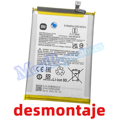 Batería BN56 para Xiaomi Redmi 9A Redmi 9C Redmi A1 De 5000mAh De