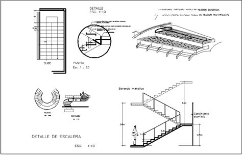 Semi Spiral Stair Section And Elevation View Dwg Files Cadbull