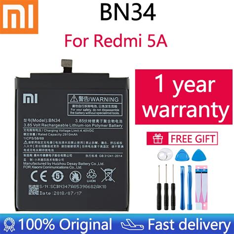 100 Original Phone Battery For Redmi Note 5A Prime S2 Battery Xiaomi Mi