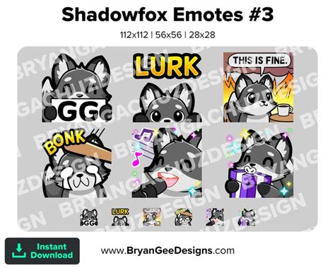 Shadowfox Black Fox Twitch Emotes Dono Lurk This Is Fine Hit Evil Knife