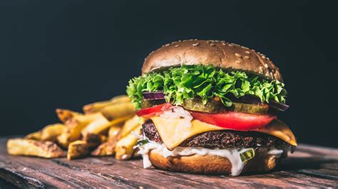 Image Hamburger Buns Fast food Food Closeup