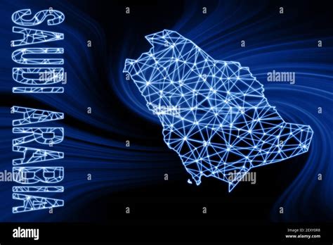 Mappa Dell Arabia Saudita Mappa Poligonale Delle Linee Mesh Mappa Blu