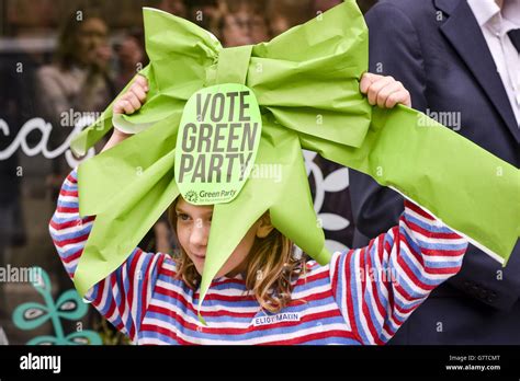 Holds Green Party Ribbon Outside New Public Office In Bristol Hi Res