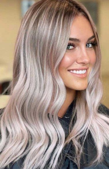 50 Trendy Hair Colors To Wear In Winter Platinum Blonde With Subtle Rose Blonde Hair
