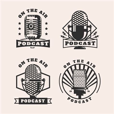 Ensemble De Logo De Podcast Vintage Vecteur Gratuite