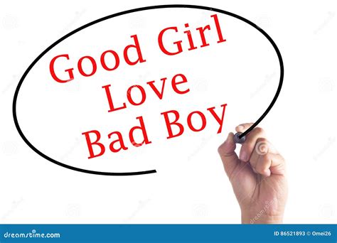 Hand Writing Good Girls Love Bad Boys On Transparent Board Stock Image