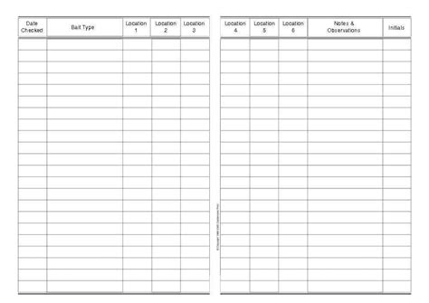 Pest Control Log Template