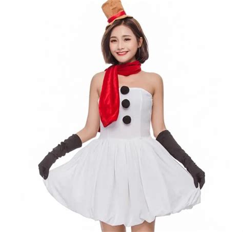 Sexy Lady Women Christmas Costumes Cosplay Sexy Sleeveless Snowman Women Dress A351 In Holidays