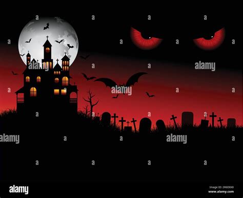 Spooky Halloween scene with evil eyes Stock Vector Image & Art - Alamy