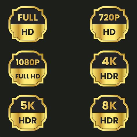 Premium Vector 8k Ultra Hd 4k Ultra Hd 1080p Full Hd 720p Hd Resolution Badge Set