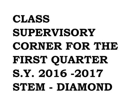 Class Supervisory Corner For The First Quarter S Ppt