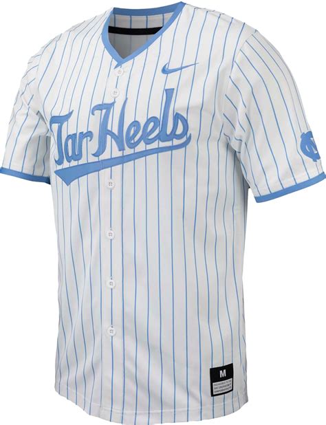 Nike Mens North Carolina Tar Heels White Pinstripe Full Button Replica