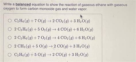 Solved Write A Balanced Equation To Show The Reaction Of