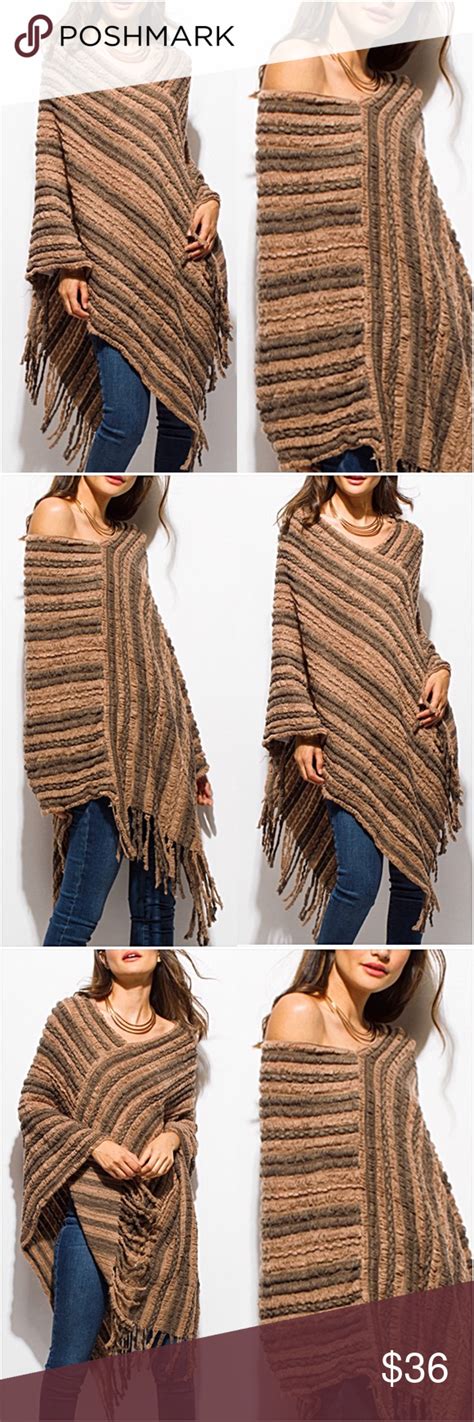 Bohemian Tan Soft Sweater Poncho Scarf Wrap Os Clothes Design