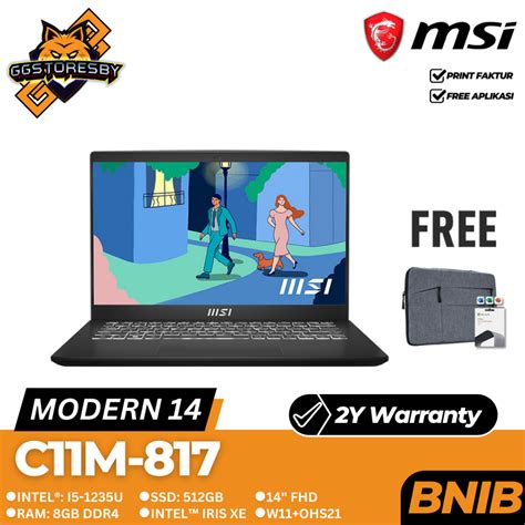 Jual Laptop Msi Modern C Mo I U Iris Xe Fhd