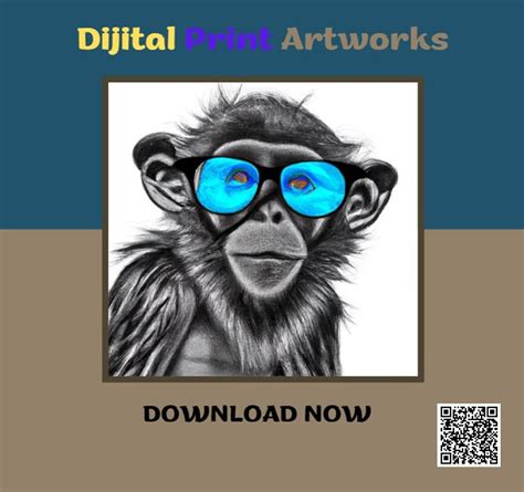 Monkey With Glasses Pencil Drawing, Black Monkey Home Decoration ...