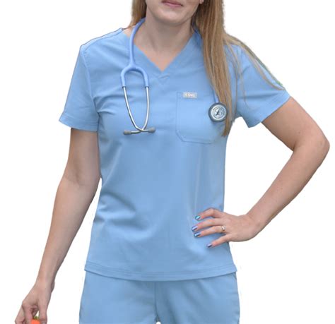 Chanelle Scrub Top Celeste Blue In Scrub Tops Flattering Fit