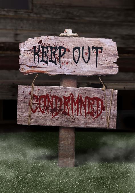 28 Inch Condemned Sign Prop Decoration Halloween Signs