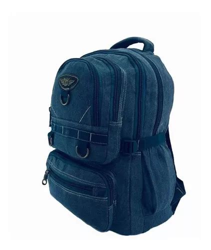 Mochila Bolsa Lona Jeans Escolar Trabalho Grande Resistente