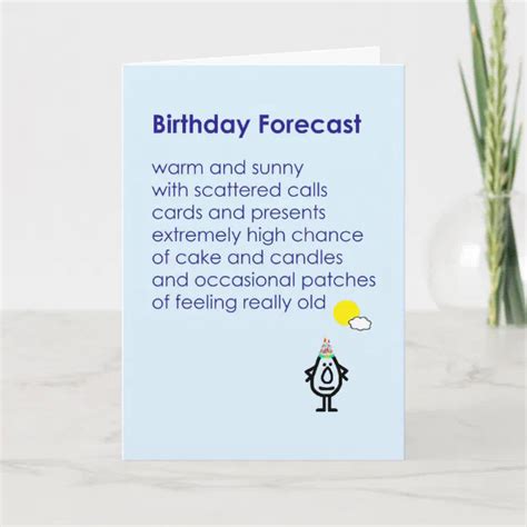 Birthday Forecast A Funny Birthday Poem Card Zazzle