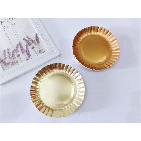 Jual Piring Kue Kertas Paper Plate Piring Ultah Kertas Gold Shopee