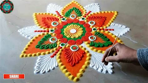 Puratasi Madham Lotus Flower Rangoli 5 3dots Navaratri Special Kolam