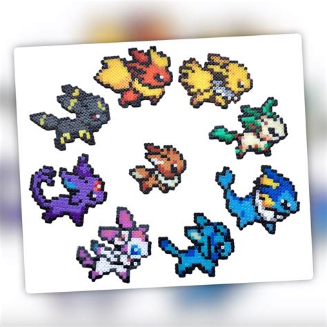 Eevee Evolutions Pokemon Mini Hama Bead Wall Art Keyring Magnet Etsy