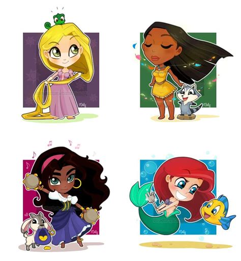 Disney Princesses Adolescence Rapunzel Pocahontas Esmeralda Ariel