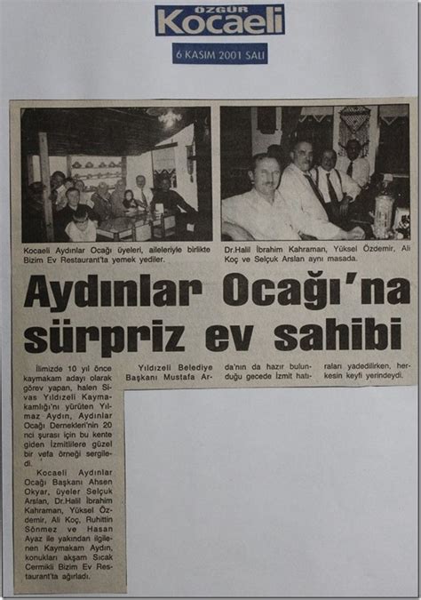 Nostalji 20 sene önce BUGÜN Özgür Kocaeli Gazetesi 6 Kasım 2001 Salı