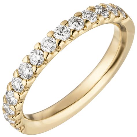 Halbmemory Ring Mit 14 Brillanten 056 Ct 585 Gelbgold