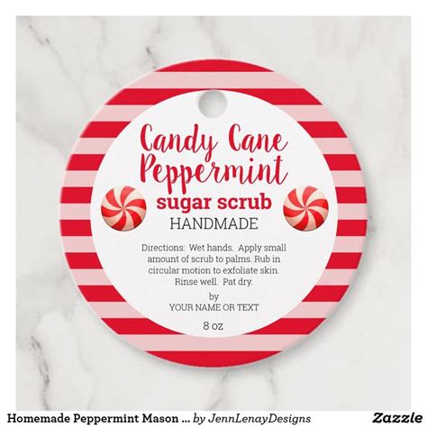 A Candy Cane Peppermint Sugar Scrub Label