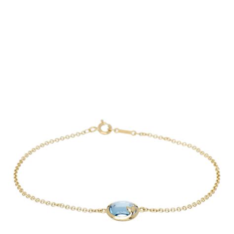 Tiffany K Yellow Gold Blue Topaz Paloma Picasso Olive Leaf Bracelet