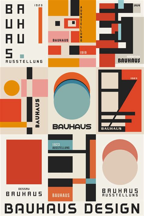 An Advertisement For Bauhaus Design With Different Colors And Shapes On It