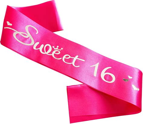 Sweet 16 Sash Hot Pink Satin Soft Sashes With Silver Foil