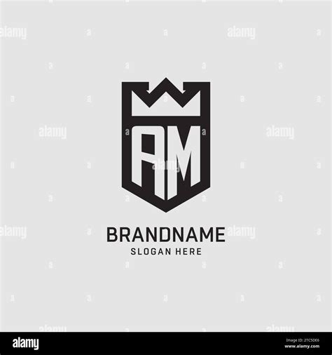 Initial AM Logo Shield Shape Creative Esport Logo Design Vector