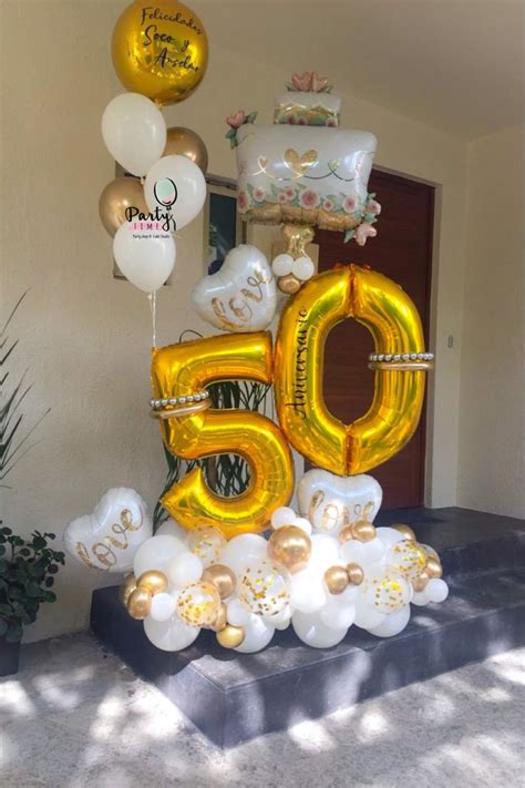 50 Aniversario Decoración Con Globos Cumpleaños Decoraciones De Globos Para Fiesta Globos