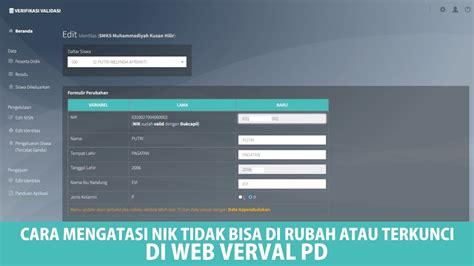 Cara Mengatasi Nik Tidak Bisa Dirubah Atau Terkunci Di Web Verval Pd