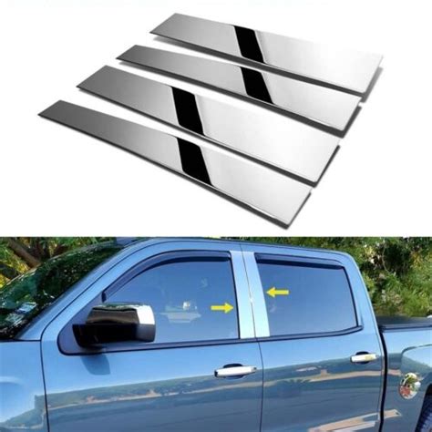 For 2014 2018 Chevy Silverado GMC Sierra Stainless Steel Chrome Pillar