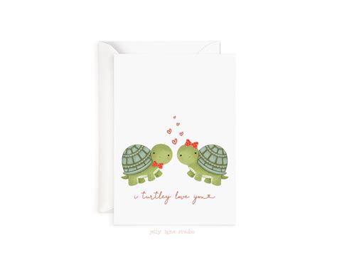 Turtle Valentines Day Card Printed Valentine Cute Couple Card