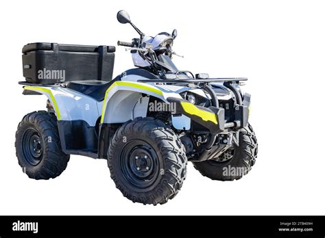 Atv Quad Bike All Terrain Vehicle With The Helmet On Isolated On