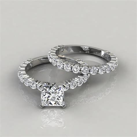 Moissanite Princess Cut Shared Prong Engagement Ring