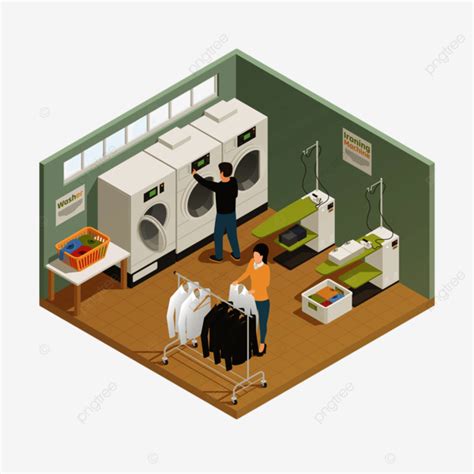 Modern Composition Vector Art Png Two People In Laundry Room With