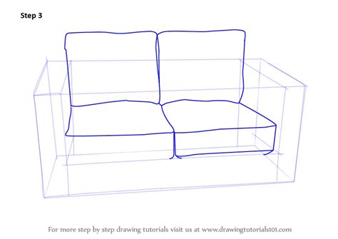 Learn How To Draw Love Seats Sofa Furniture Step By Step Drawing